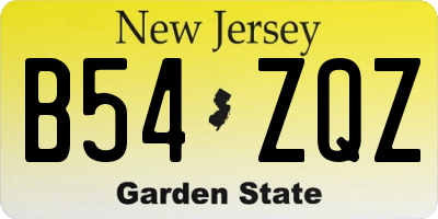 NJ license plate B54ZQZ