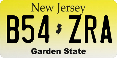 NJ license plate B54ZRA