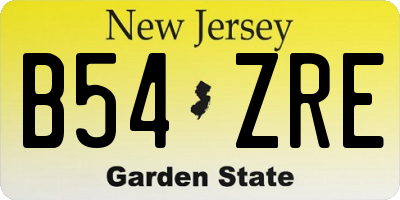 NJ license plate B54ZRE