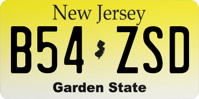 NJ license plate B54ZSD
