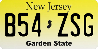 NJ license plate B54ZSG