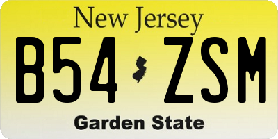 NJ license plate B54ZSM