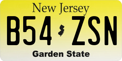 NJ license plate B54ZSN