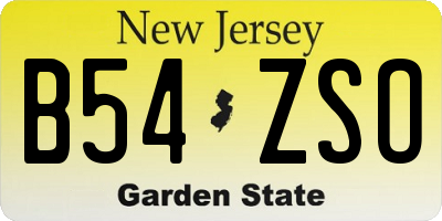 NJ license plate B54ZSO