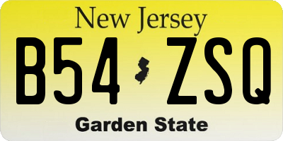 NJ license plate B54ZSQ