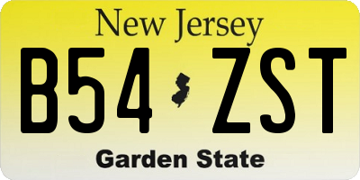 NJ license plate B54ZST