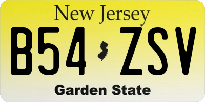 NJ license plate B54ZSV