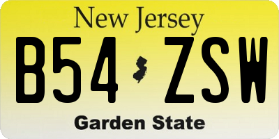 NJ license plate B54ZSW