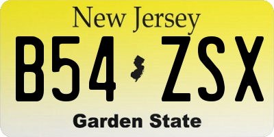NJ license plate B54ZSX