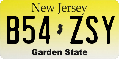 NJ license plate B54ZSY