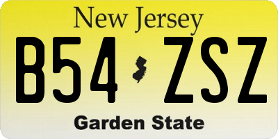NJ license plate B54ZSZ