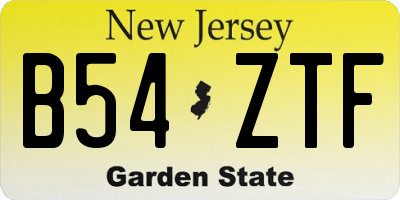 NJ license plate B54ZTF