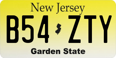 NJ license plate B54ZTY