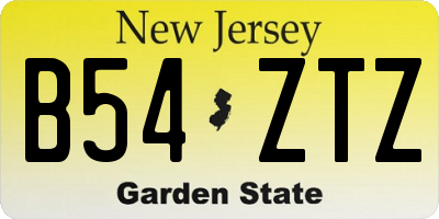 NJ license plate B54ZTZ