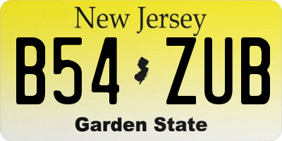 NJ license plate B54ZUB