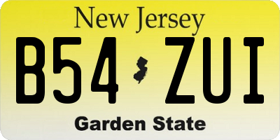 NJ license plate B54ZUI