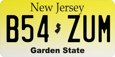 NJ license plate B54ZUM
