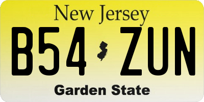 NJ license plate B54ZUN