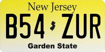 NJ license plate B54ZUR
