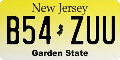 NJ license plate B54ZUU