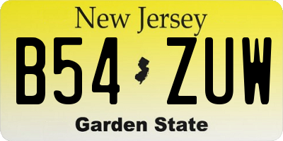 NJ license plate B54ZUW