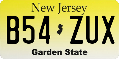 NJ license plate B54ZUX