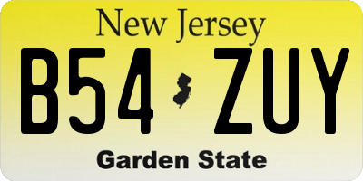 NJ license plate B54ZUY