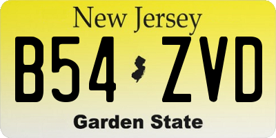 NJ license plate B54ZVD