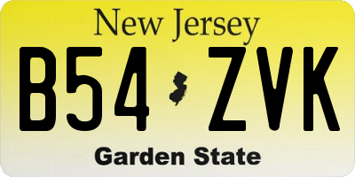NJ license plate B54ZVK