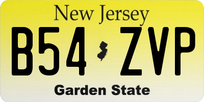NJ license plate B54ZVP