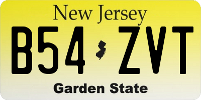 NJ license plate B54ZVT