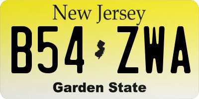 NJ license plate B54ZWA