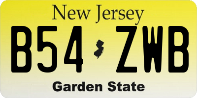 NJ license plate B54ZWB