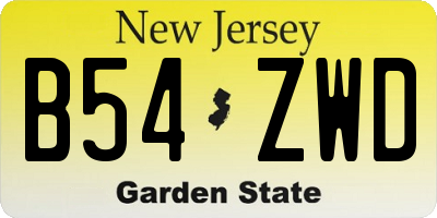 NJ license plate B54ZWD