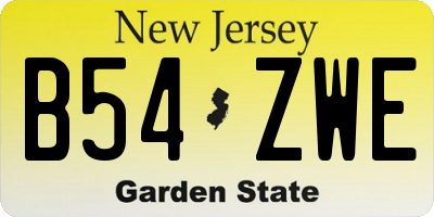 NJ license plate B54ZWE