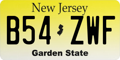 NJ license plate B54ZWF