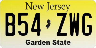 NJ license plate B54ZWG