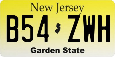 NJ license plate B54ZWH