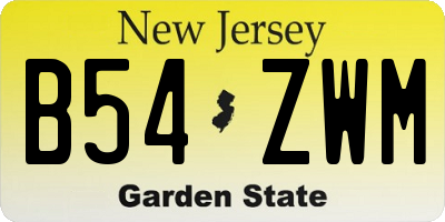 NJ license plate B54ZWM