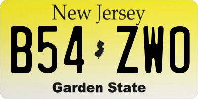 NJ license plate B54ZWO