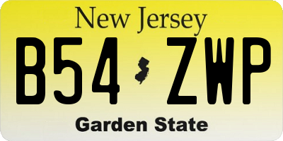 NJ license plate B54ZWP