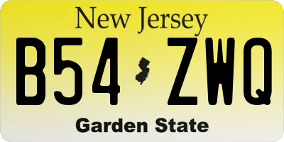 NJ license plate B54ZWQ