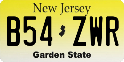 NJ license plate B54ZWR