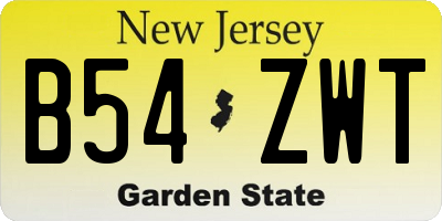 NJ license plate B54ZWT