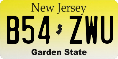NJ license plate B54ZWU