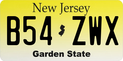 NJ license plate B54ZWX