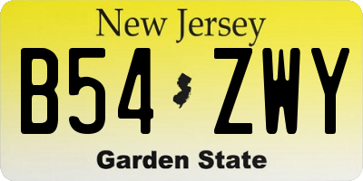 NJ license plate B54ZWY