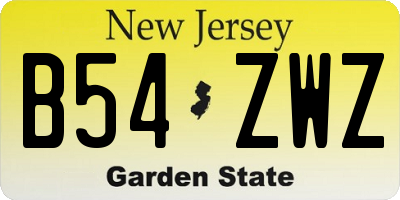 NJ license plate B54ZWZ