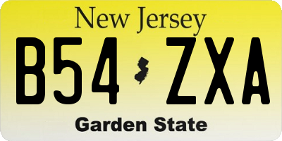 NJ license plate B54ZXA