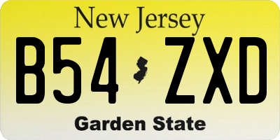 NJ license plate B54ZXD
